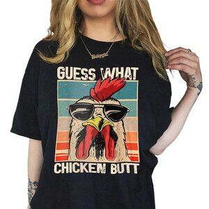 Guess What Chicken Butt T-Shirt – Funny Chicken Meme Graphic Tee for Animal Love